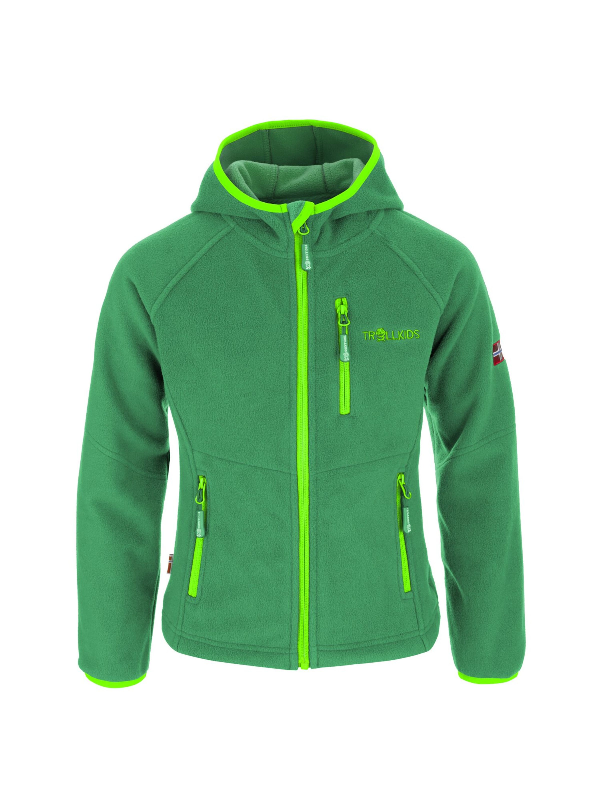 TROLLKIDS Fleece Jacket in Green: front