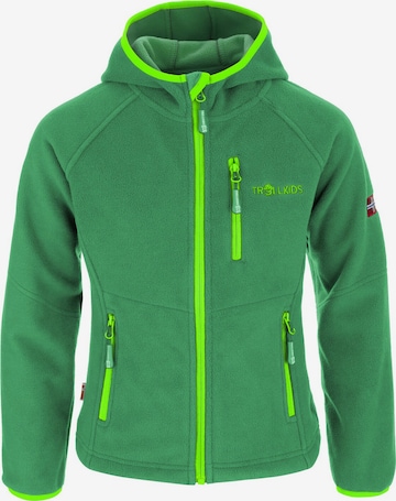 TROLLKIDS Fleece Jacket in Green: front