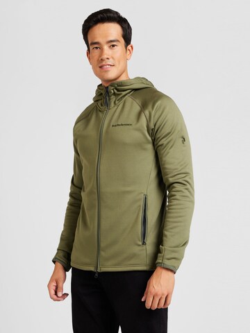 PEAK PERFORMANCE - Sudadera con cremallera deportiva en verde: frente