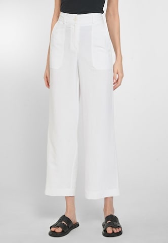 Peter Hahn Wide leg Broek in Wit: voorkant