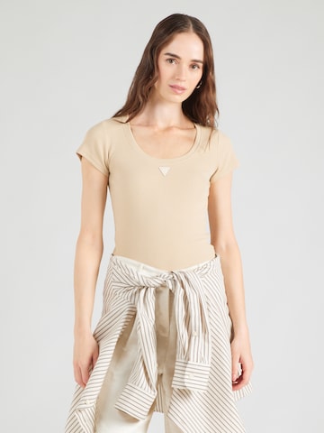 T-shirt GUESS en beige : devant