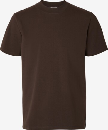 T-Shirt SELECTED HOMME en marron : devant