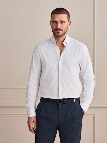 Next Slim fit Button Up Shirt in White: front