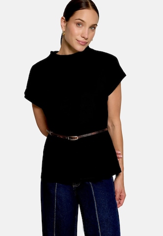 zero Kurzarm-Shirt mit Gürtel in Schwarz: Vorderseite