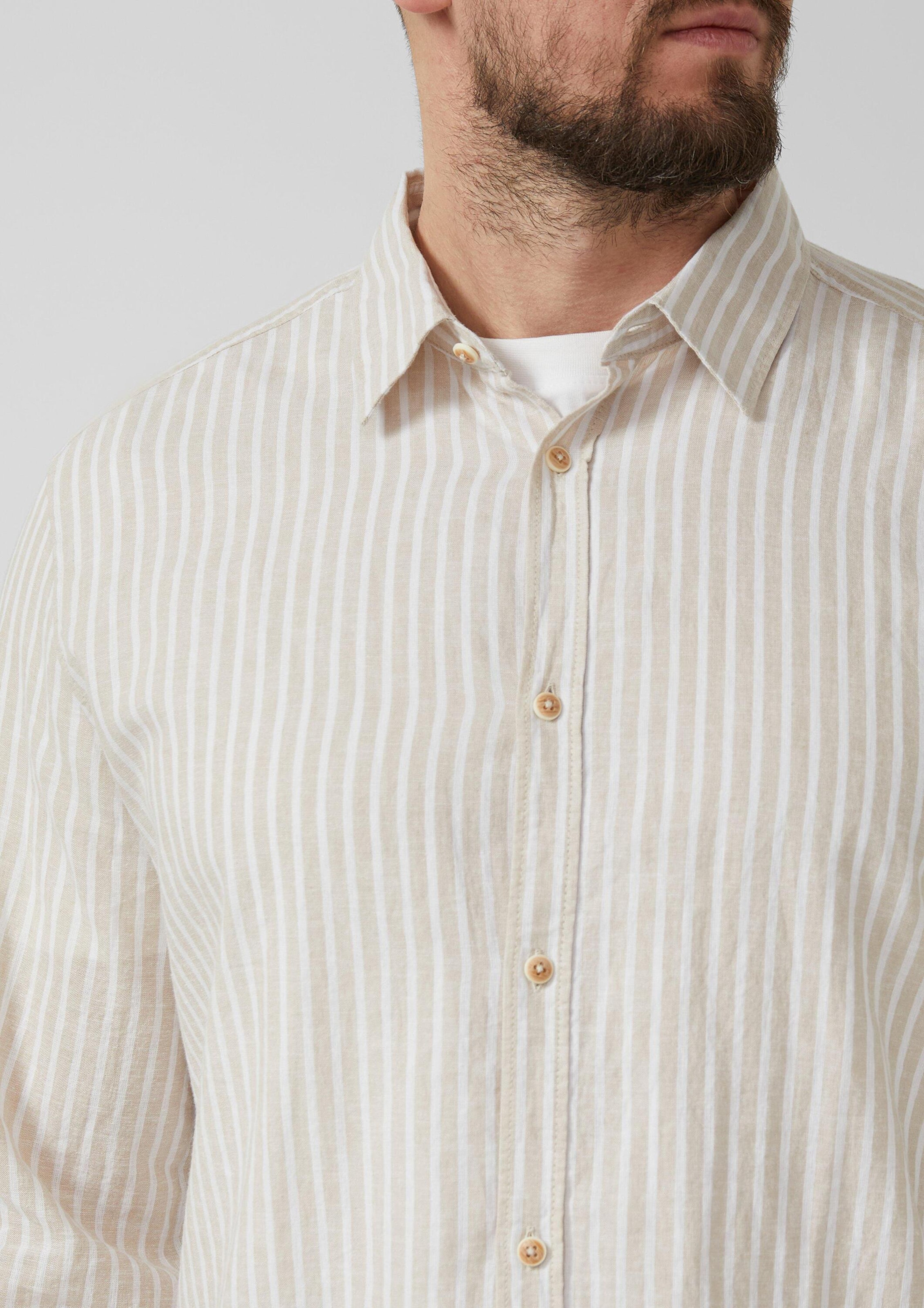 s.Oliver Regular fit Button Up Shirt in Beige