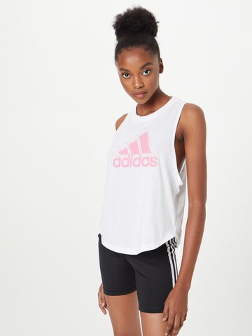 ADIDAS SPORTSWEAR Спортен топ 'Aeroready Logo Graphic Racerback' в бяло: отпред