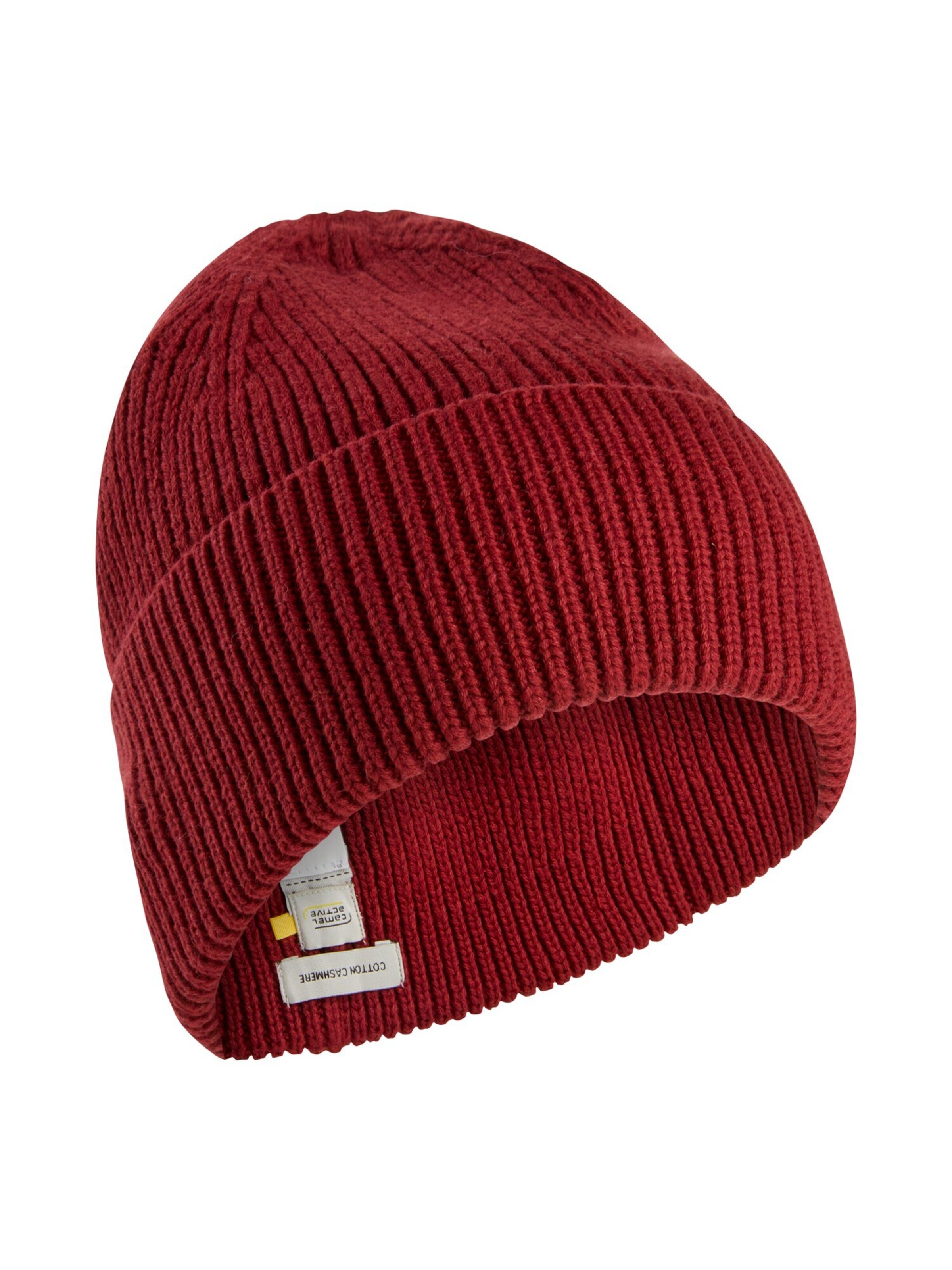 CAMEL ACTIVE Beanie aus einem Baumwoll-Kaschmir Mix in Rot: Vorderseite