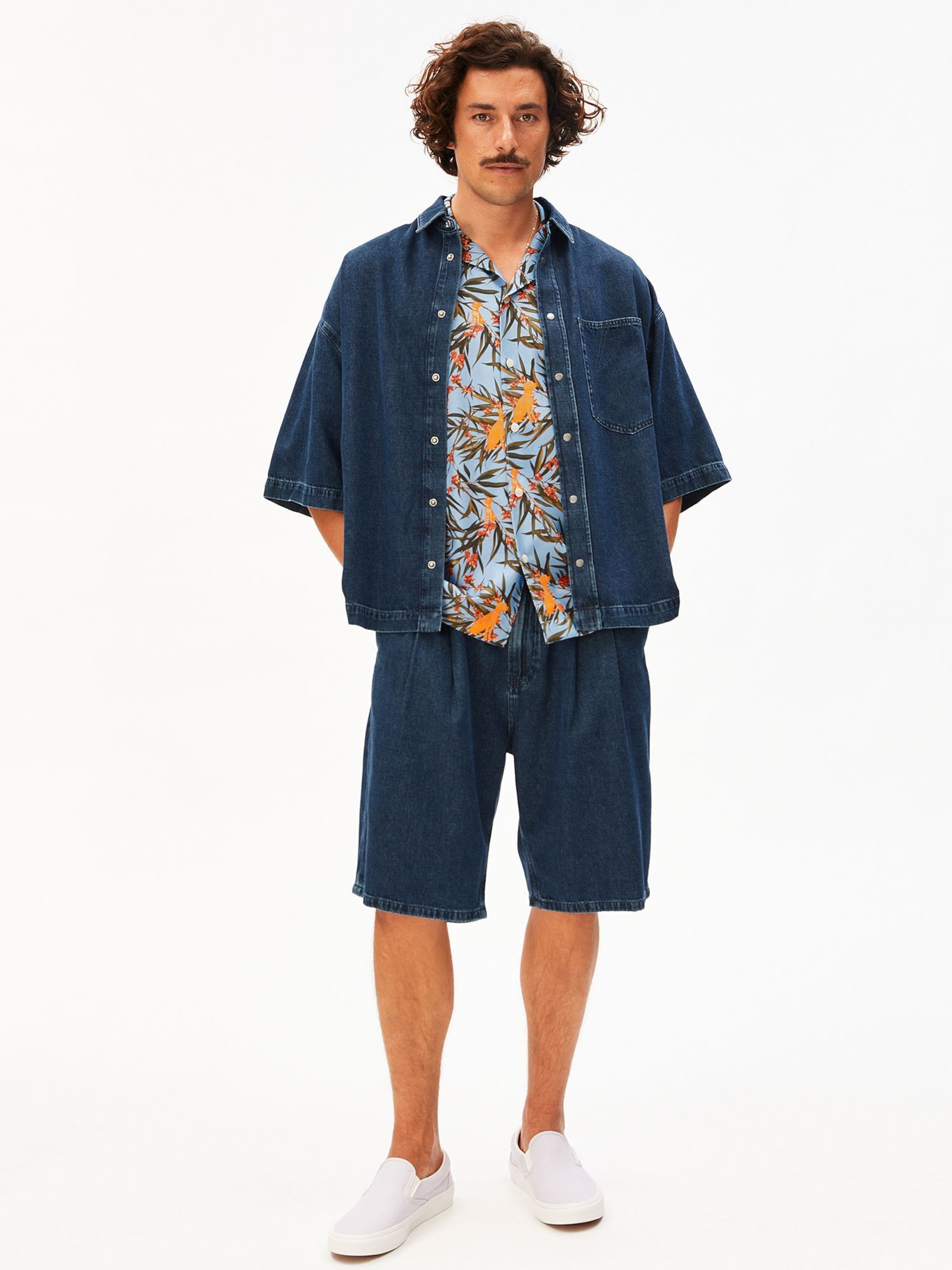 ARMEDANGELS Comfort fit Button Up Shirt in Blue