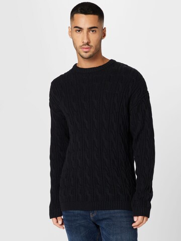 TOM TAILOR DENIM Sweater in Black: front