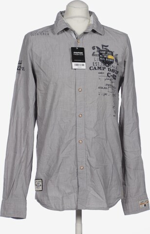 CAMP DAVID Button Up Shirt in S in Grey: front