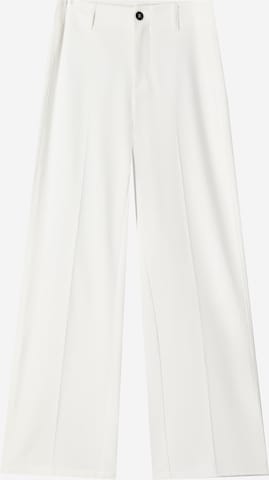 Bershka Wide Leg Suorat housut värissä valkoinen: etupuoli
