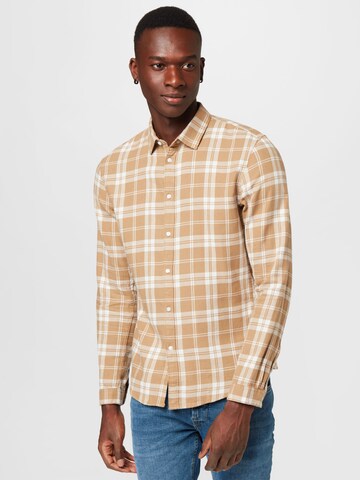 Coupe regular Chemise TOM TAILOR DENIM en beige : devant