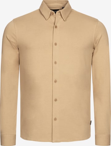 Coupe regular Chemise 'Theo' INDICODE JEANS en beige : devant