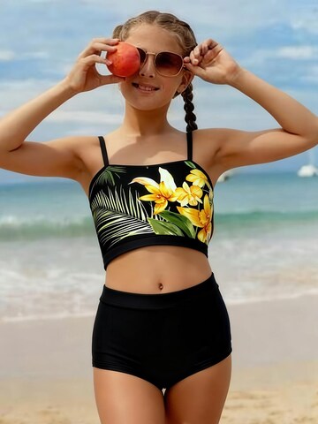 La V Bikini 'Bikini hipster broekje en crop top met racerback' in Zwart: voorkant