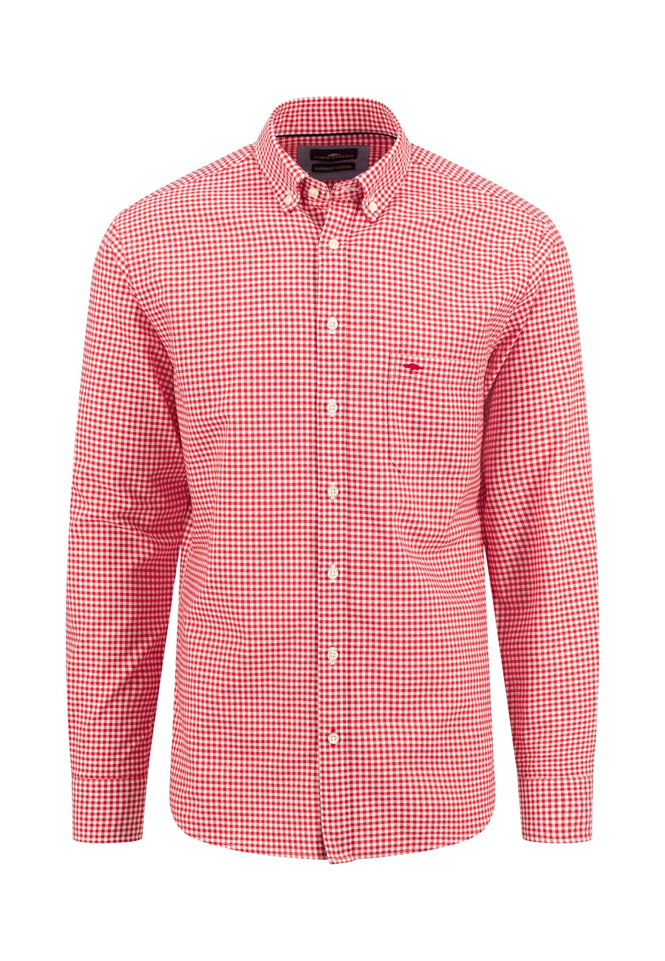 FYNCH-HATTON Regular Fit Businesshemd in Rot: Vorderseite