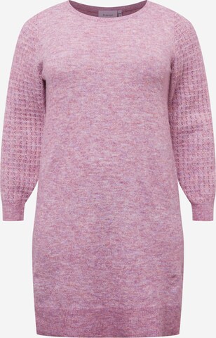 Fransa Curve Knitted dress 'Sandy' in Pink: front