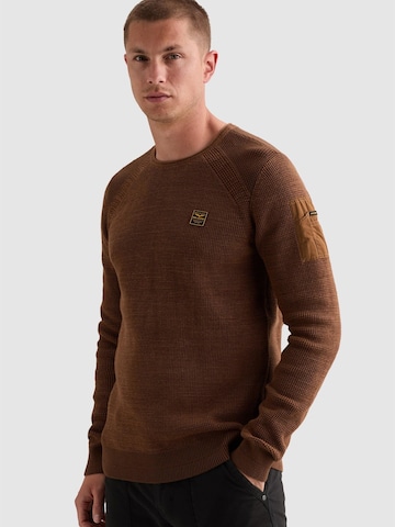 PME Legend Sweater 'Pullover in cotton mélange with flight pocket' in Brown: front