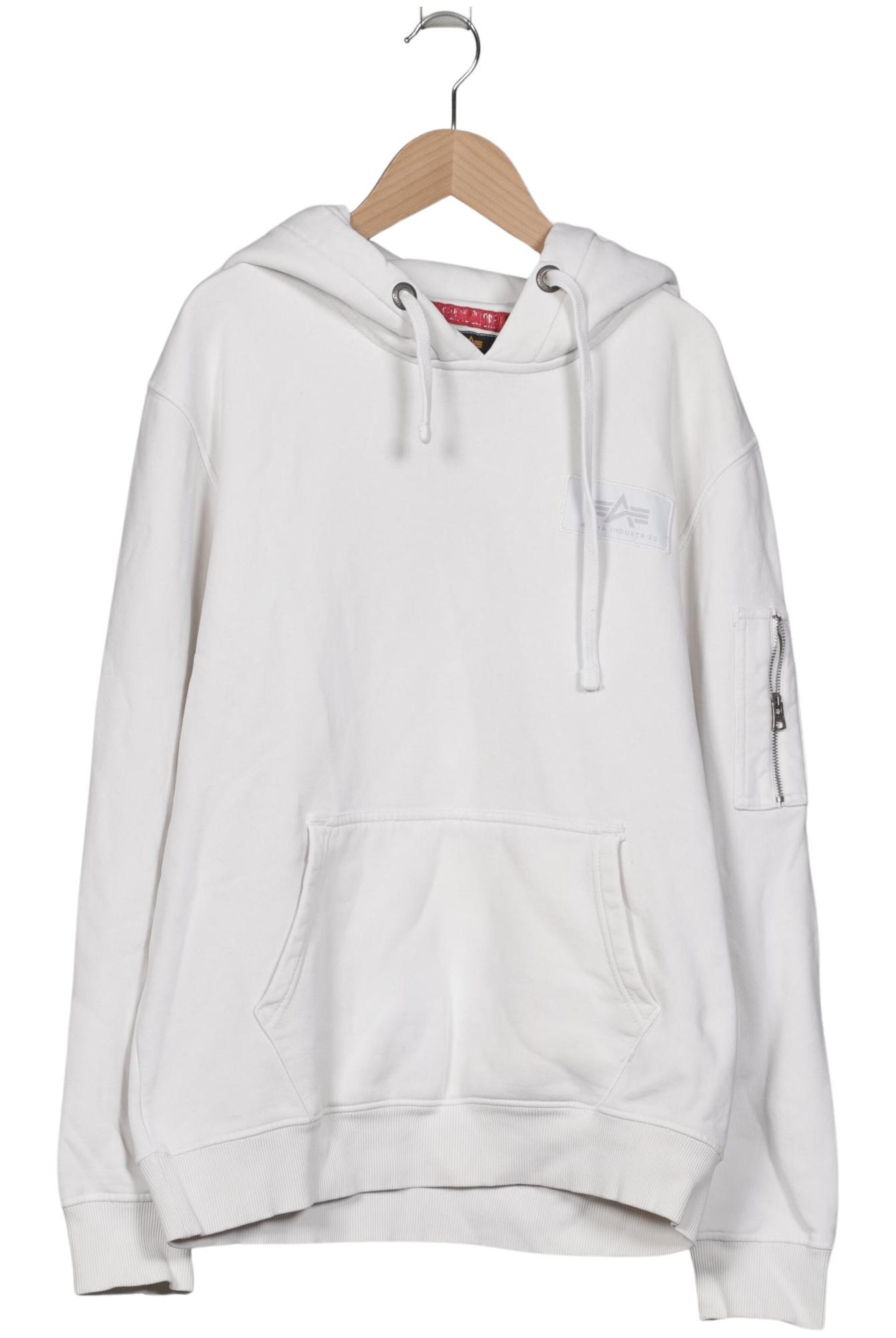 ALPHA INDUSTRIES Kapuzenpullover in M in weiß, Produktansicht