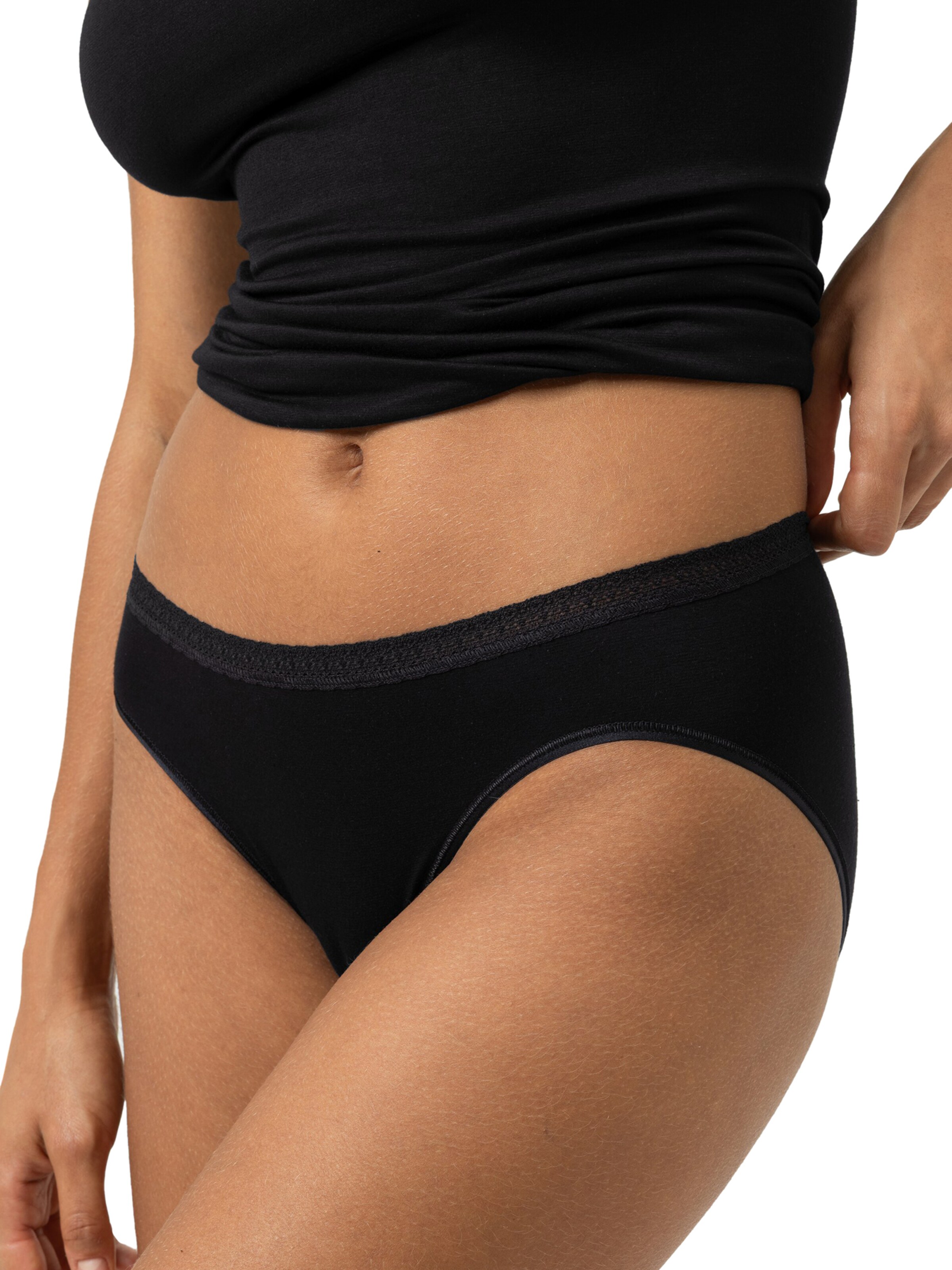 Mey Slip 'Modal Lace' in Zwart
