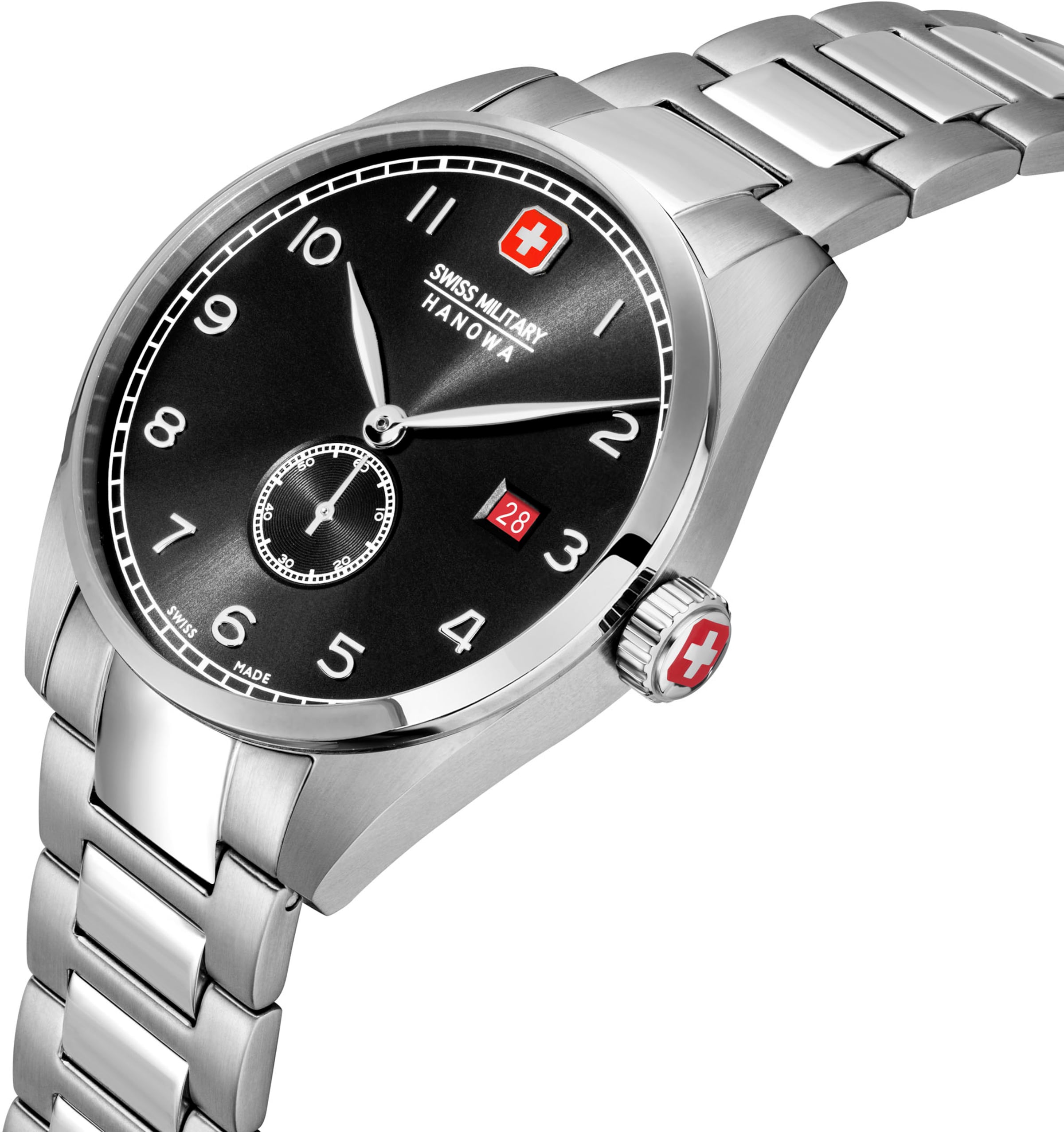 SWISS MILITARY HANOWA Analoog horloge 'Lynx' in Zilver