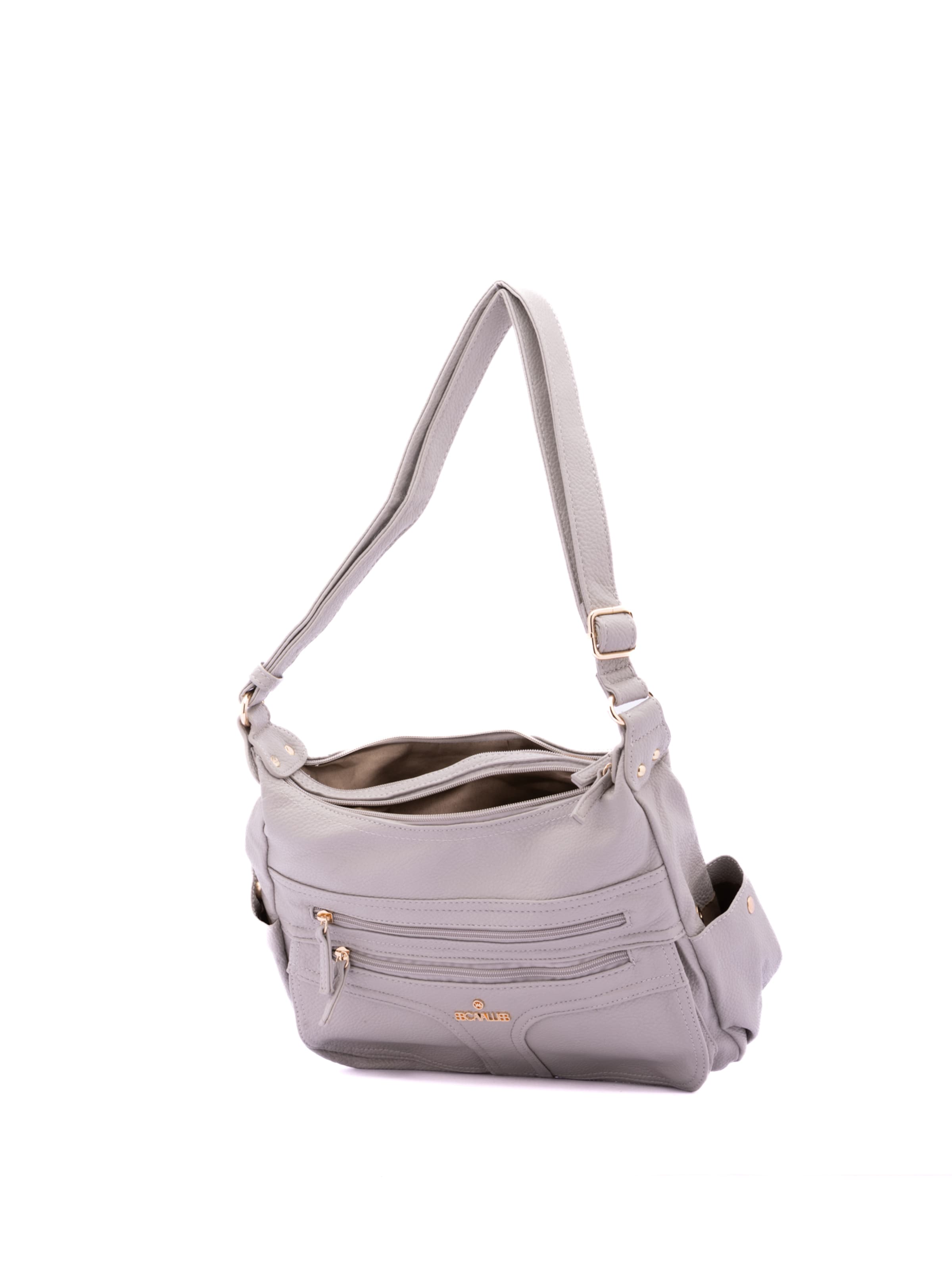 Borsa a spalla 'Borsa a Spalla Donna Ecopelle - Zip e Tasche Multiple' di B. Cavalli in grigio