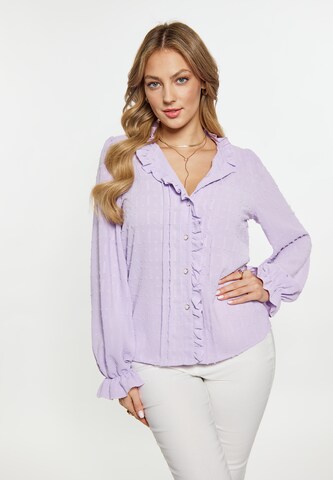 Camicia da donna di faina in lilla: frontale