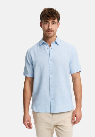 INDICODE JEANS Hemd 'Lino' in Blau: Vorderseite