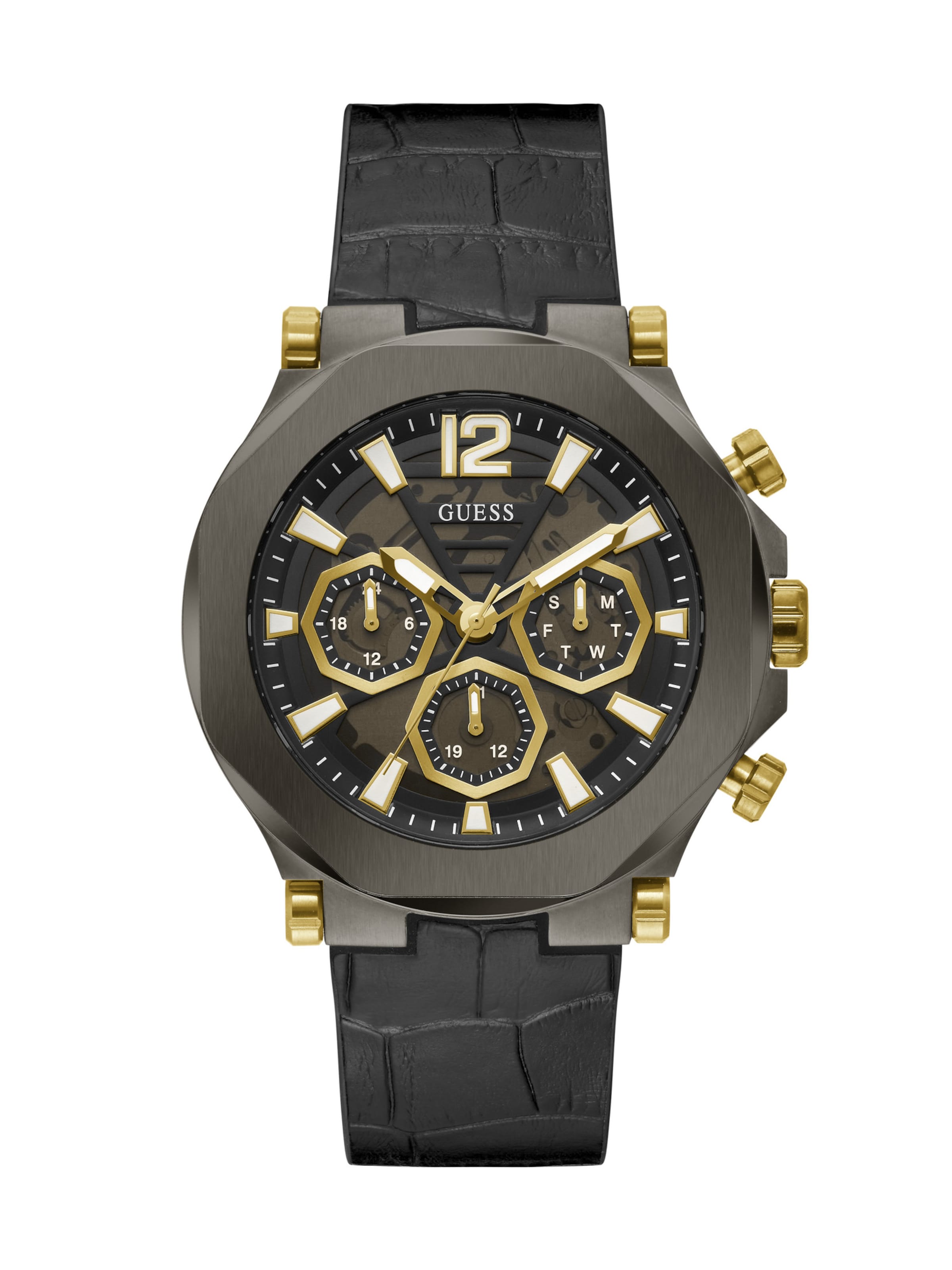 GUESS Analoguhr 'EDGE ' in Schwarz: Vorderseite