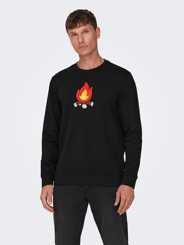 Only & SonsSweater majica 'OLIVER' - crna boja: prednji dio