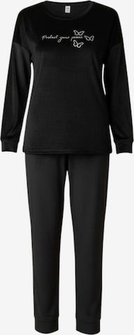 fashionshowcase Pyjama 'VelvetDream' in Schwarz: Vorderseite