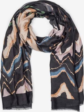 styleBREAKER Schal 'Leichter Schal mit Zick-Zack Muster' in Schwarz: Vorderseite