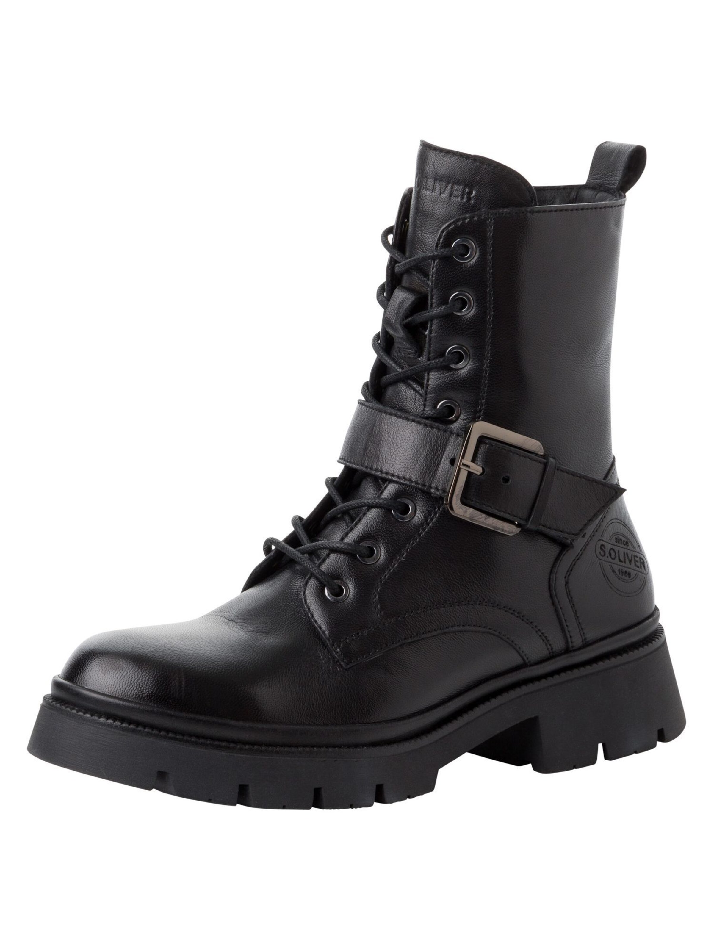 s.Oliver Lace-Up Ankle Boots in Black: front