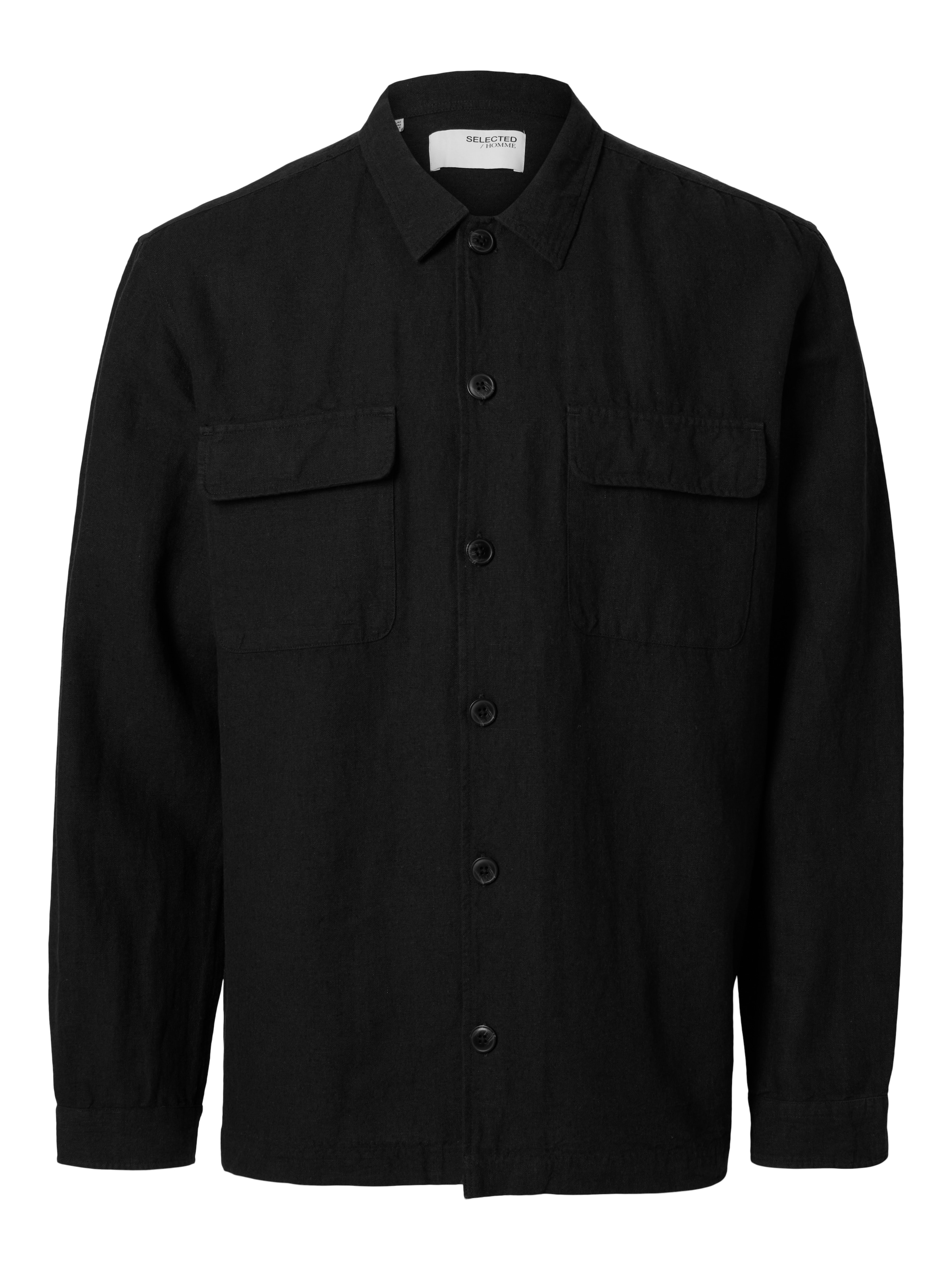 SELECTEDRegular Fit Košulja 'SLH-Leroy Sun' - crna boja: prednji dio