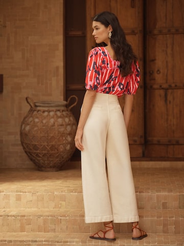 love & roses Široke hlačnice Kavbojke | bež barva