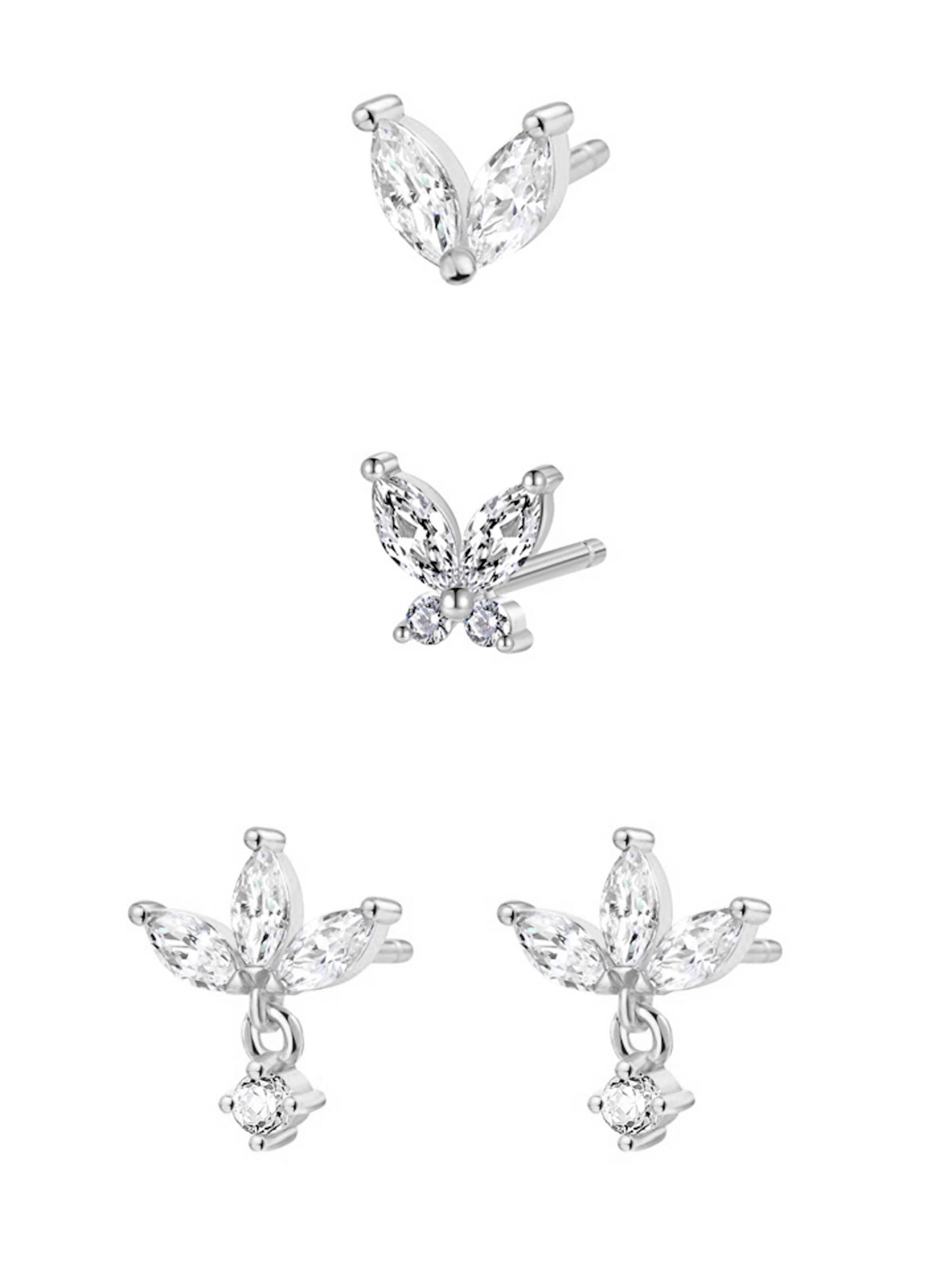 Hey Happiness Earrings 'Floral' in Silver: front