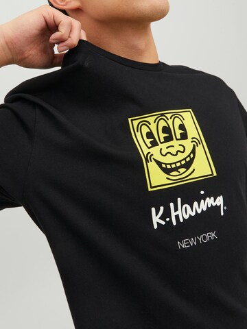 JACK & JONES Shirt 'Keith Haring' in Black