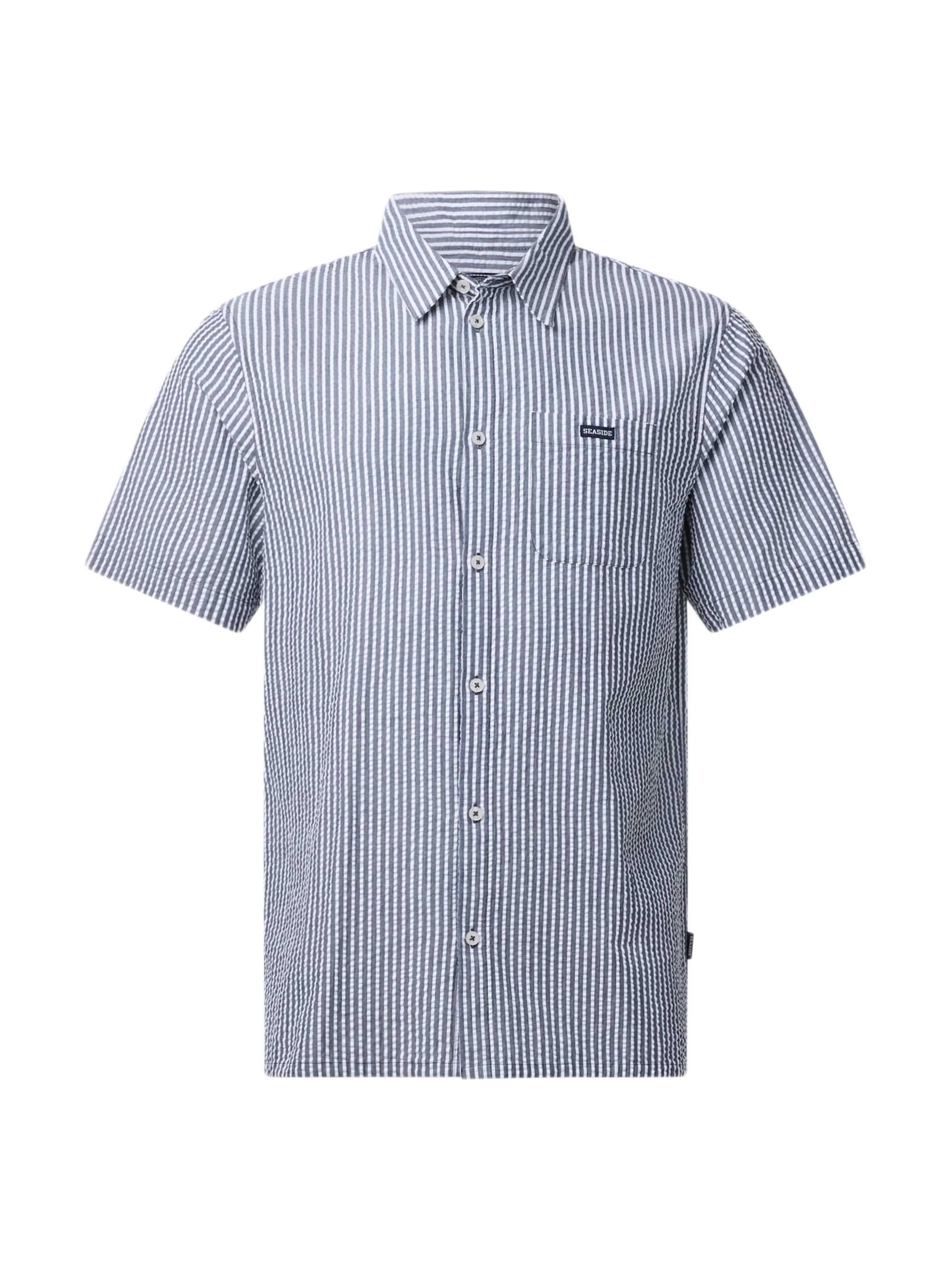 Seaside Regular Fit Hemd 'Seersucker'‌‌‌‌‌‌‌ in Blau: Vorderseite