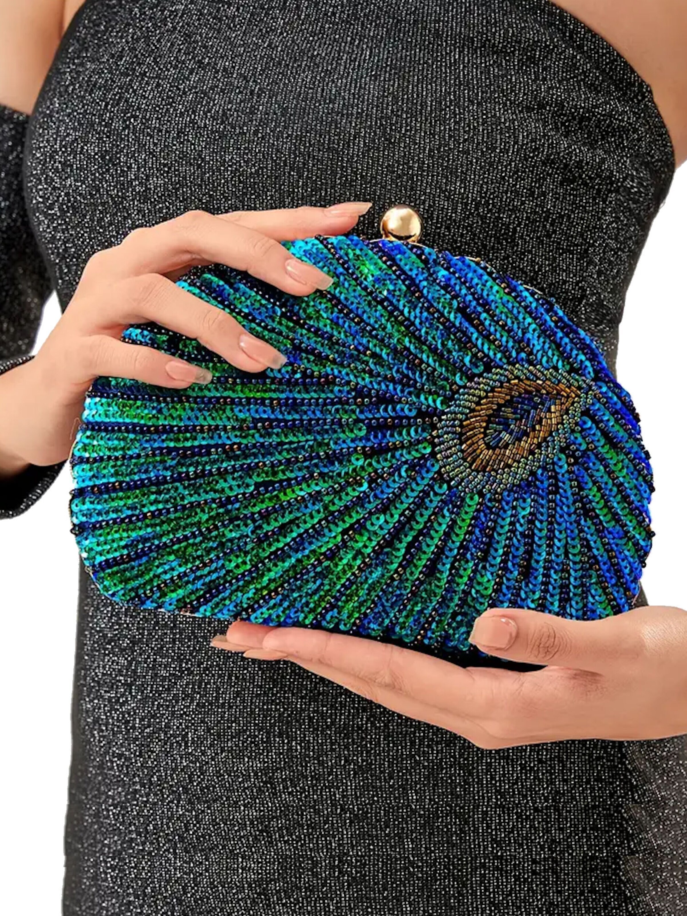 Tomshop24-7 Clutch 'Pfau'‌‌‌ in Blau: Vorderseite