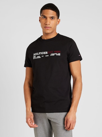 T-Shirt TOMMY HILFIGER en noir : devant