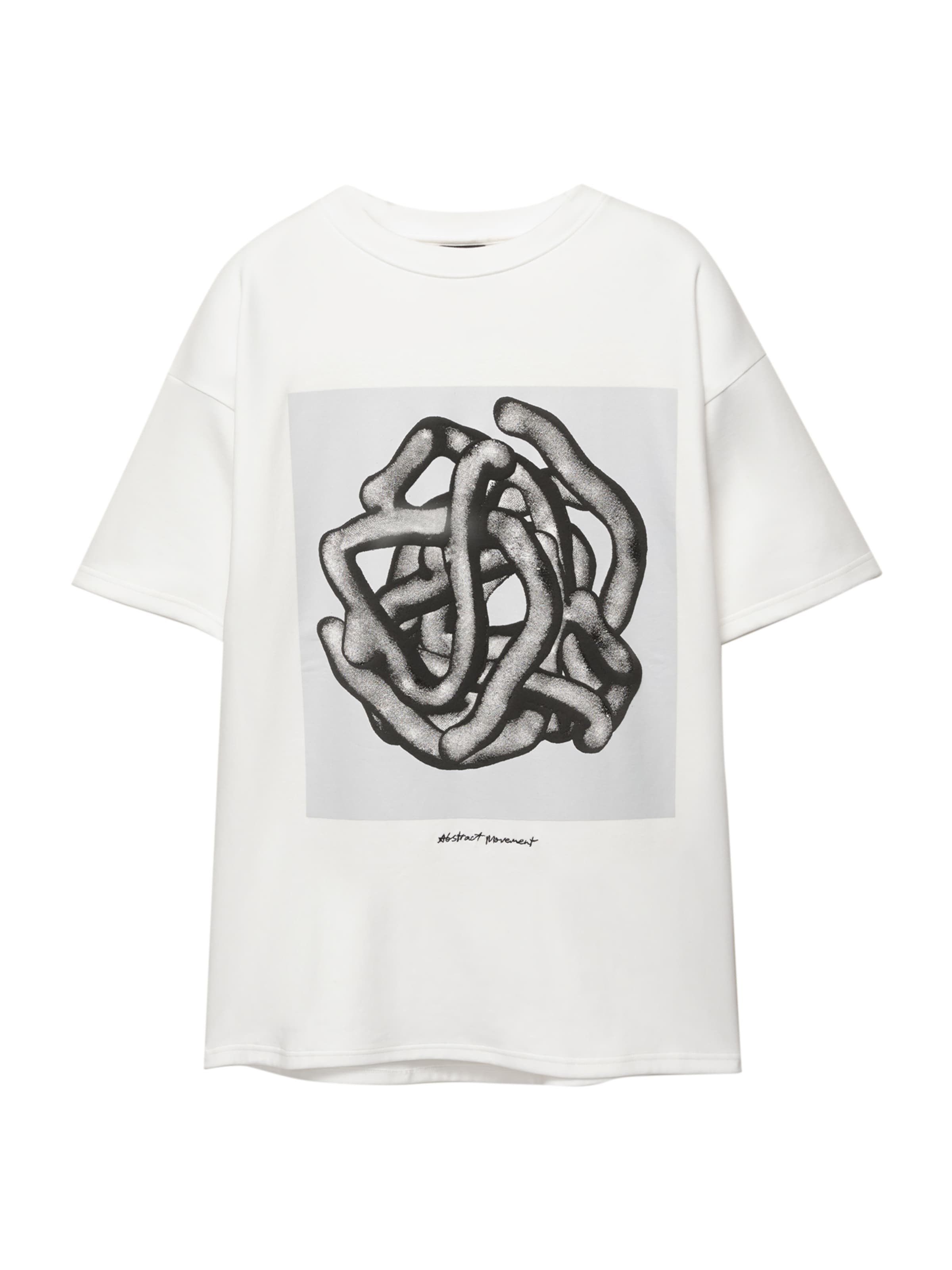 Pull&Bear T-Shirt en anthracite / noir / blanc, Vue avec produit