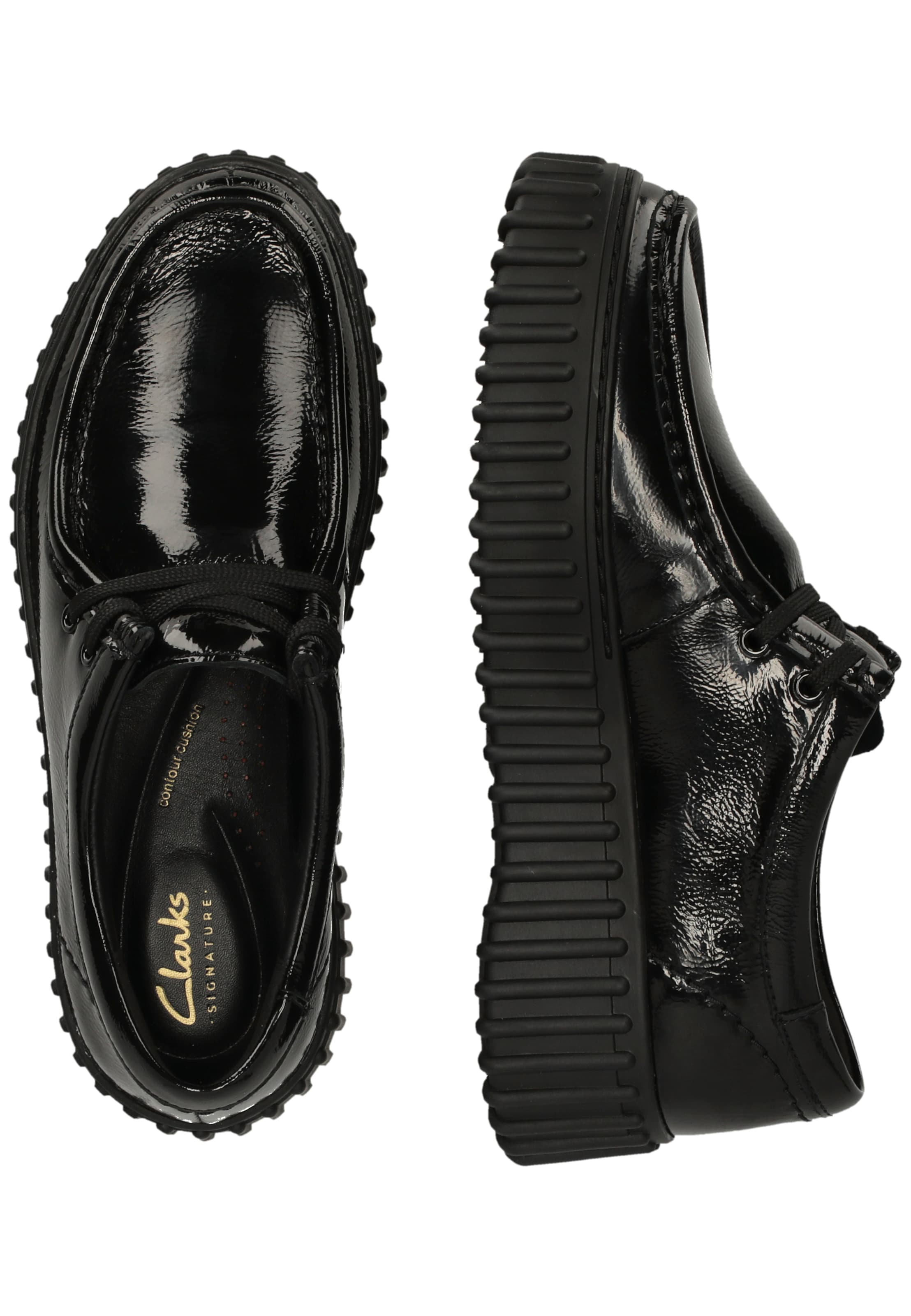 CLARKS Veterschoen 'Torhill Bee Black Pat' in Zwart