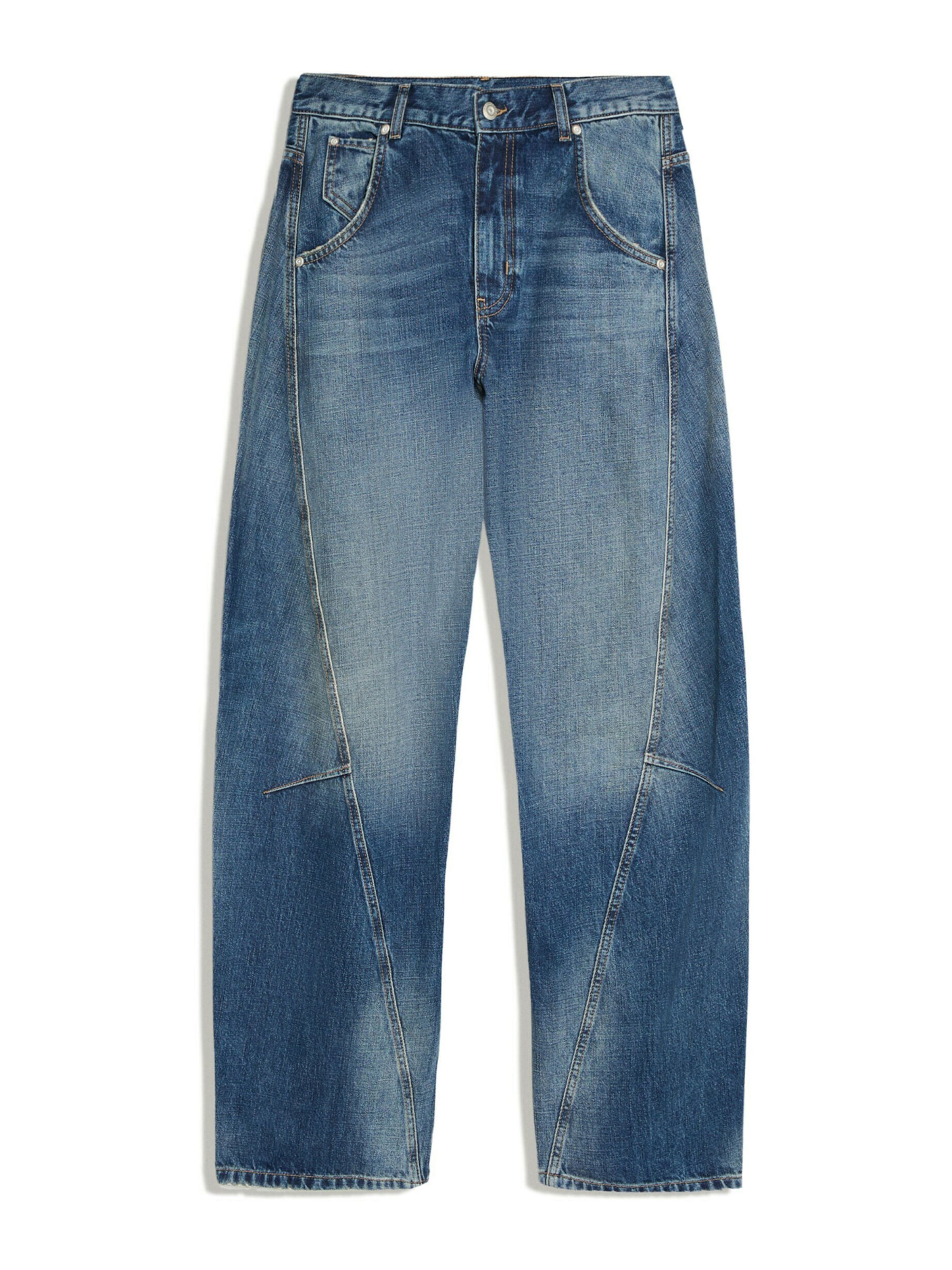 Bershka Barrel Jeans in Blue: front