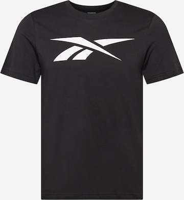 melns Reebok Sporta krekls 'Vector': no priekšpuses