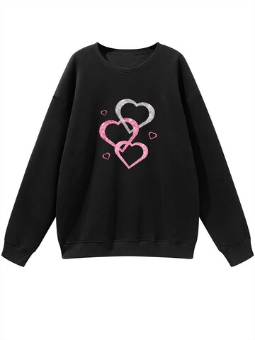 Felpa 'Loose Women's Oversized Sweatshirt, Casual Style with Dropped Shoulders' di GORHEY in nero