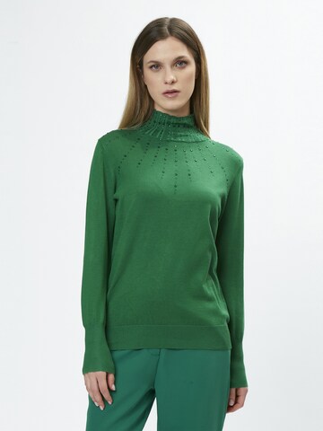 Influencer Pullover in Grün: Vorderseite