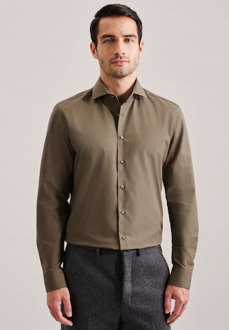 SEIDENSTICKER Slim fit Business Shirt in Green: front