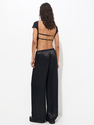 Wide Leg Pantalon Pull&Bear en noir