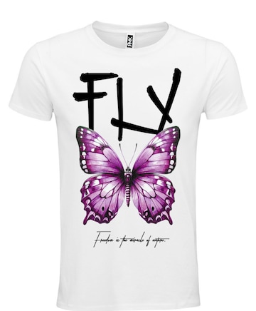 RMK Shirt 'Rundhalsausschnitt Butterfly' in Weiß: Vorderseite