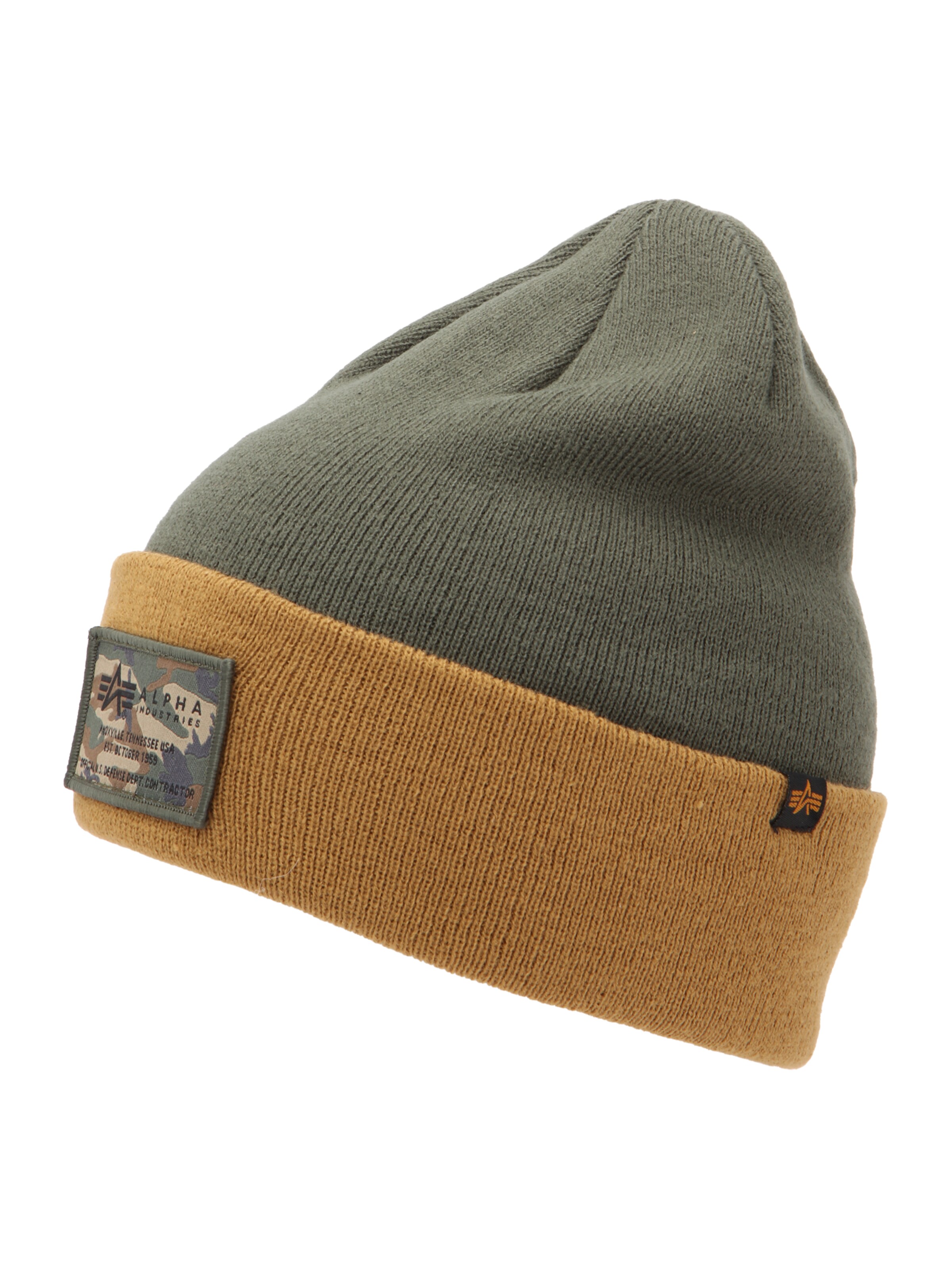 Berretto di ALPHA INDUSTRIES in verde: frontale