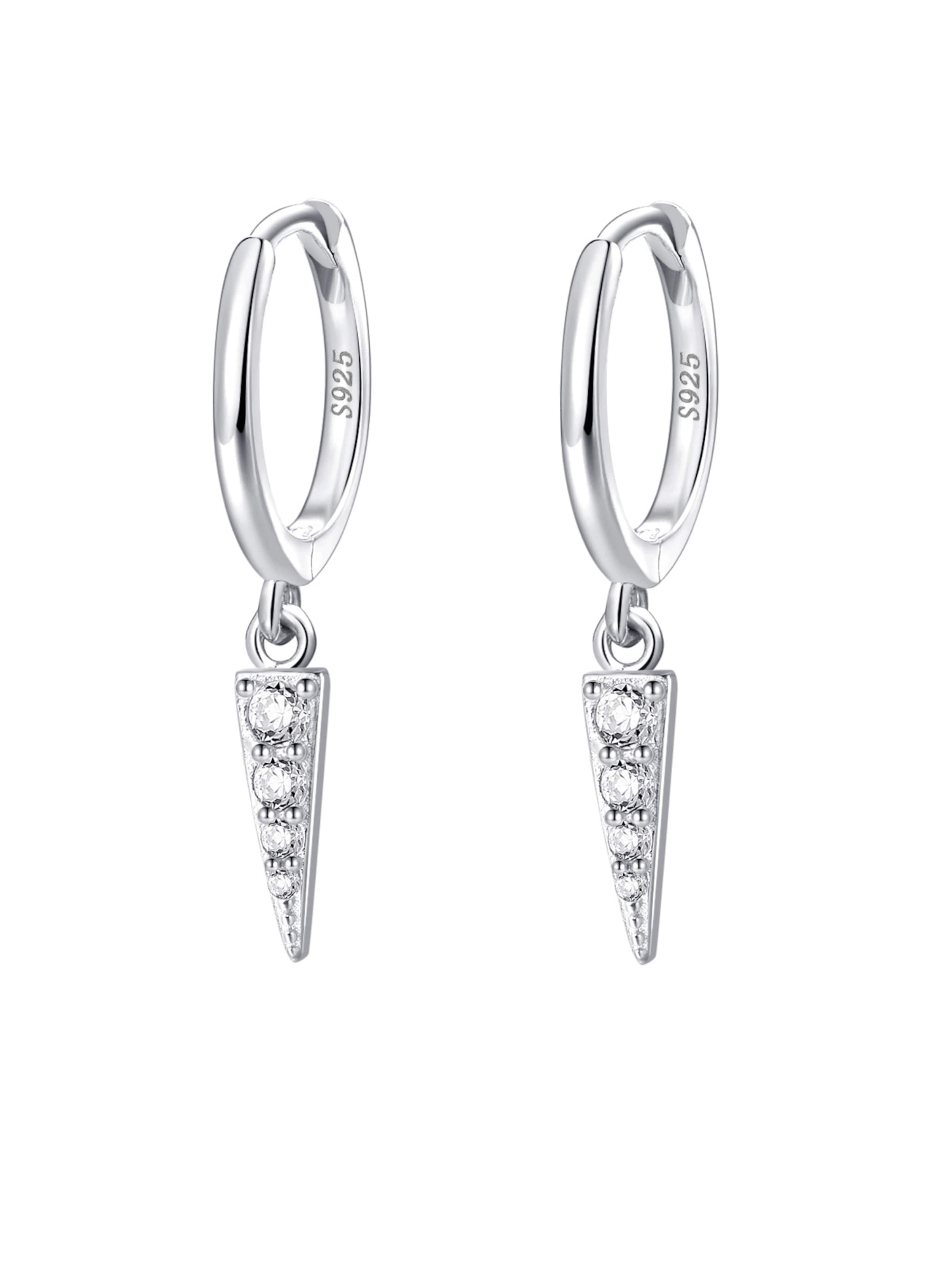 Boucles d'oreilles 'Spike Huggie' Hey Happiness en argent : devant